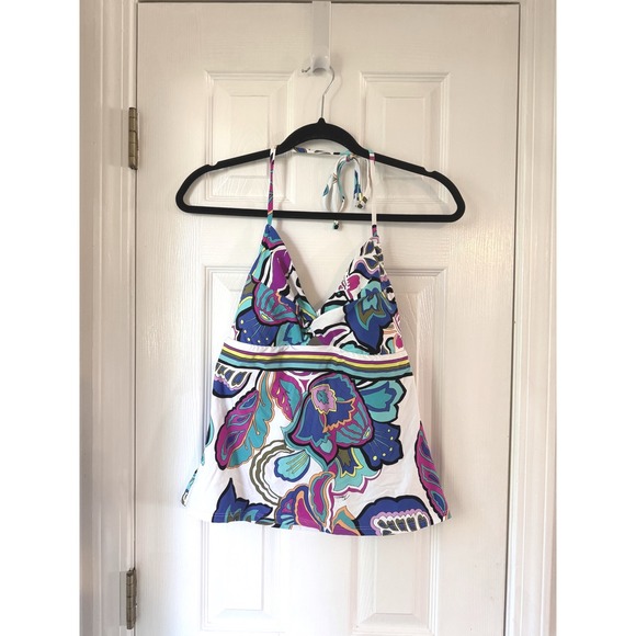 Trina Turk Other - Trina Turk Womens Floral Halter Tankini Top Multicolor Psychedelic Print Size 10
